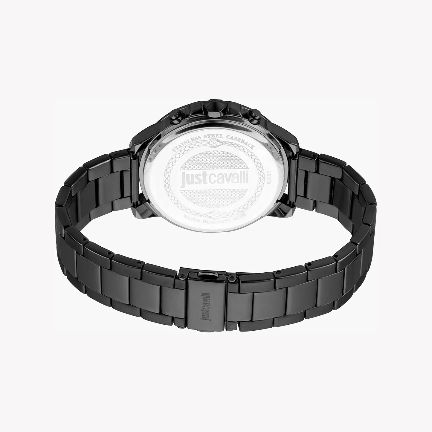 Just Cavalli Men's Black Stainless Steel Watch, Blue Dial | Jc1g178m0075