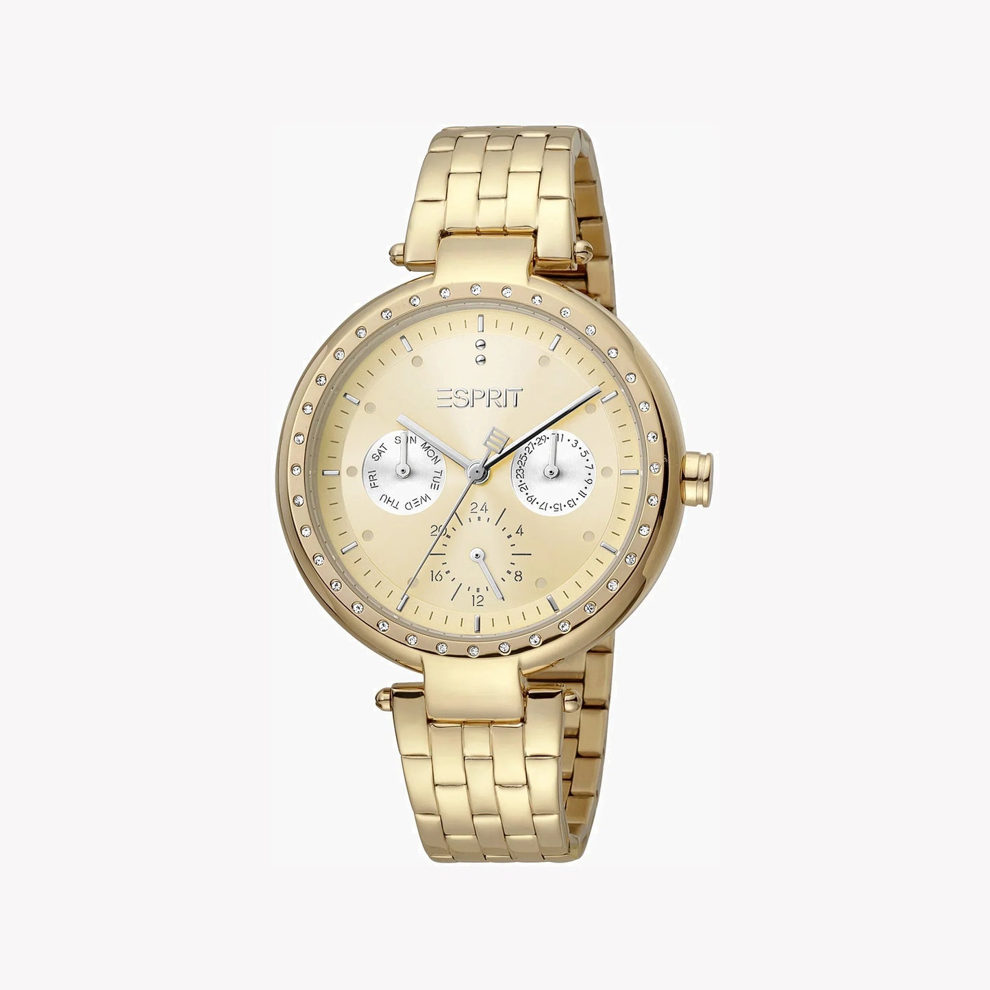 Esprit Women's Gold Stainless Steel Watch, Champagne Dial | Es1l202m0085