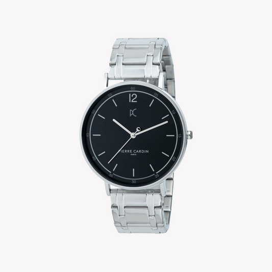 Pierre Cardin Men's Silver Stainless Steel Watch, Black Dial | Cbn.3013