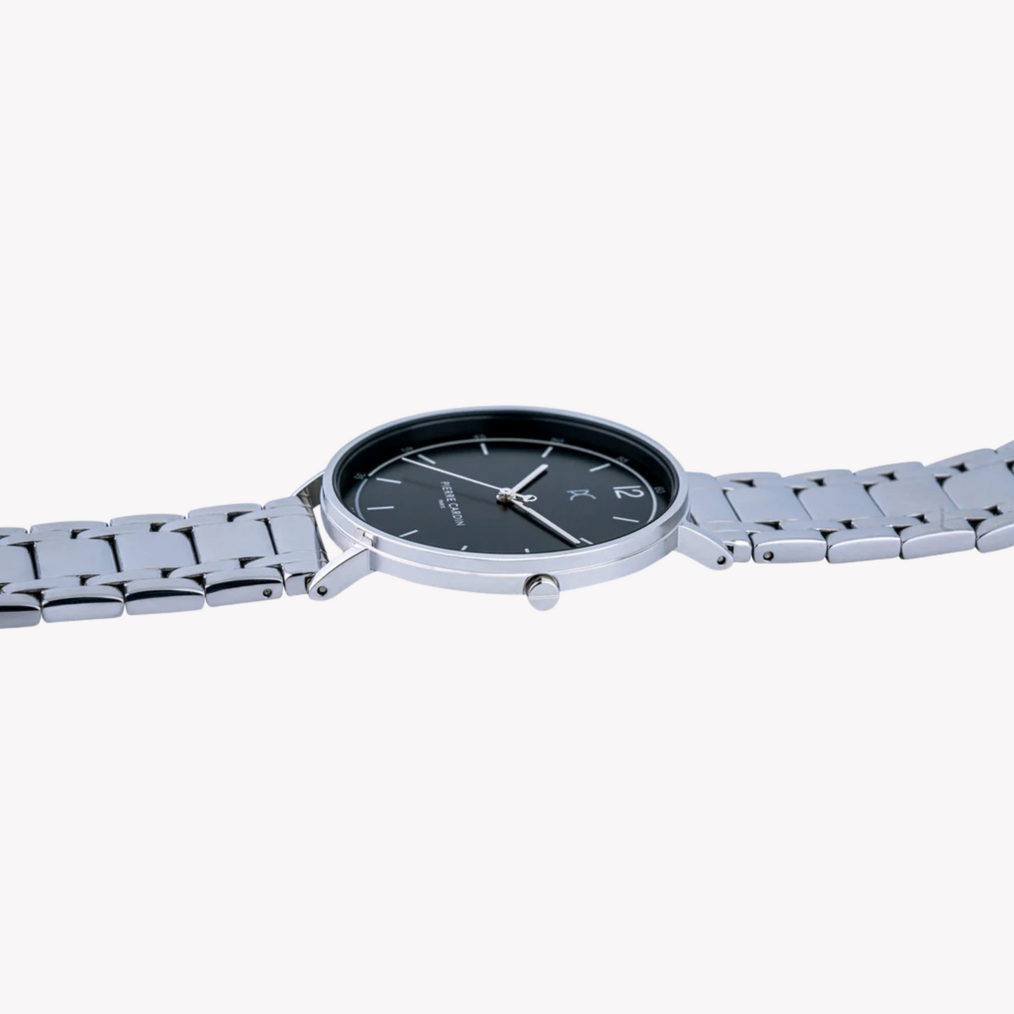 Pierre Cardin Men's Silver Stainless Steel Watch, Black Dial | Cbn.3013