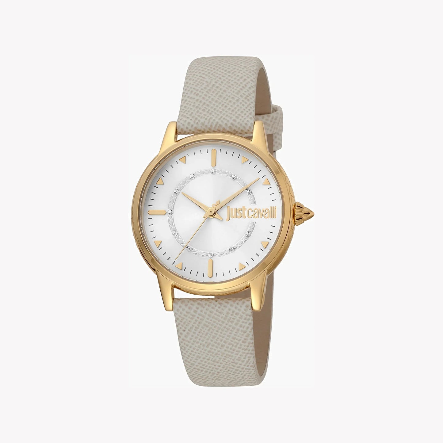 Just Cavalli Women's Gray Leather Watch, Silver Dial | Jc1l149l0025