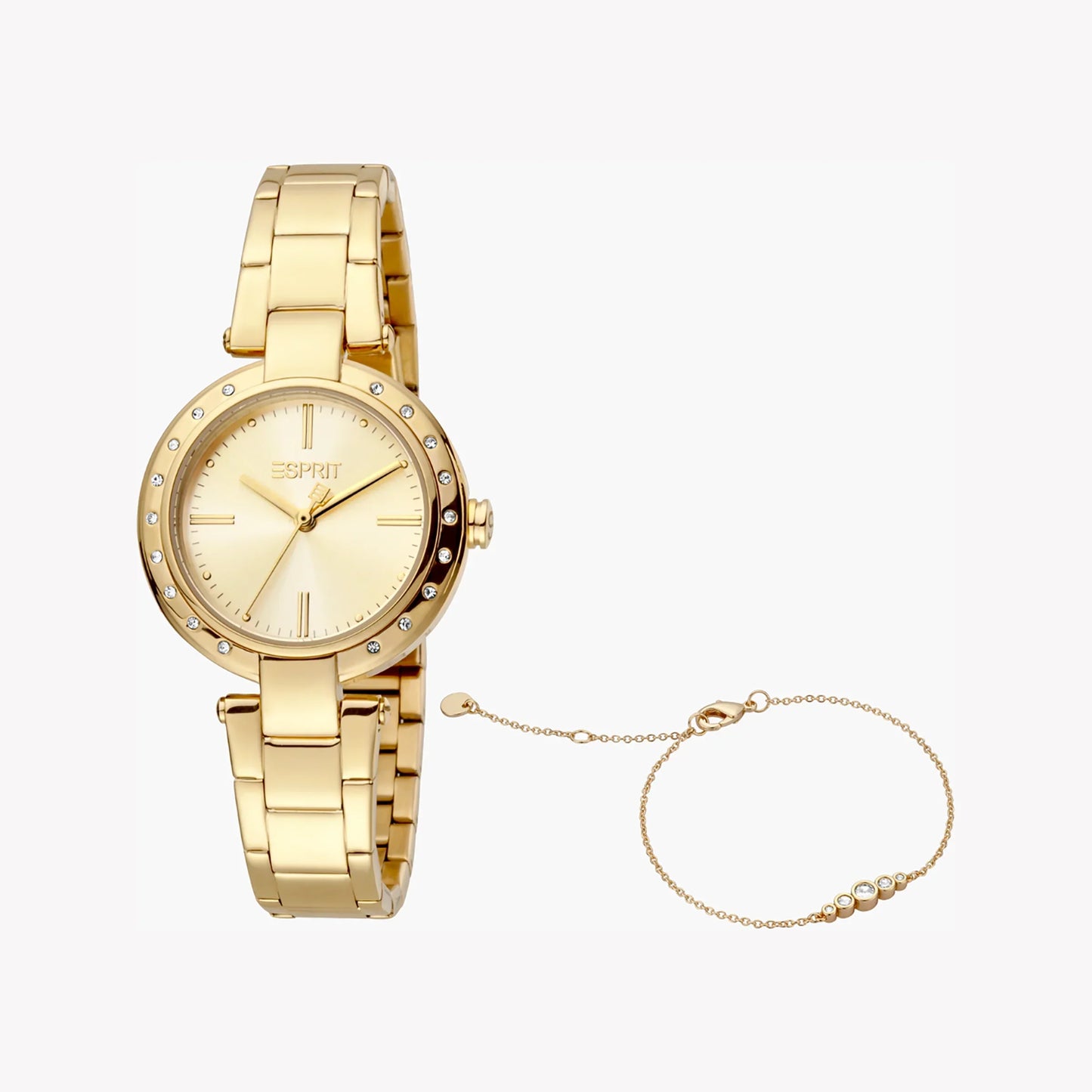 Esprit Women's Gold Stainless Steel Watch, Champagne Dial | Es1l046m0085