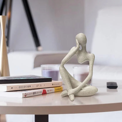 Abstract Stone-Look Thinking Woman Statue